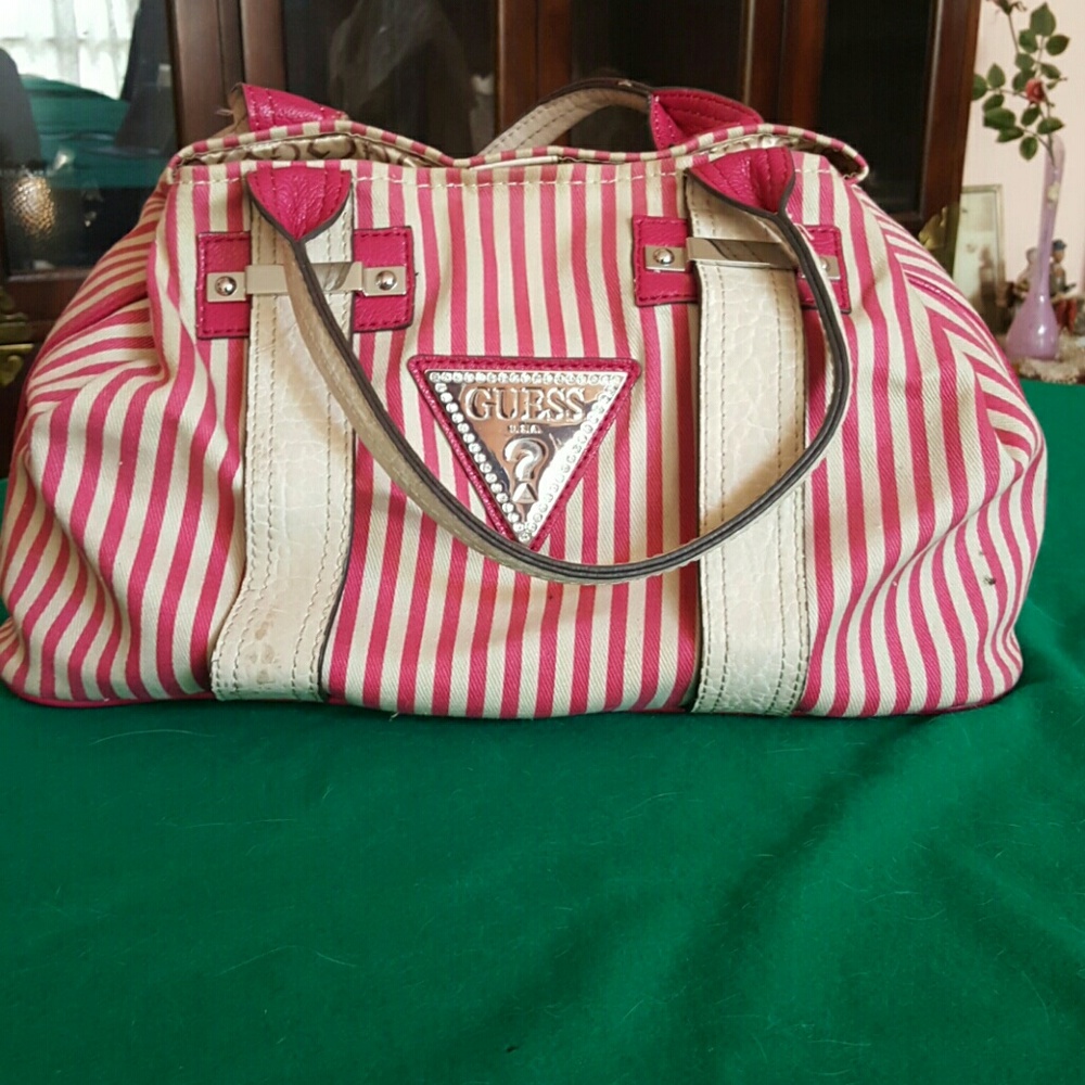 Striped Guess purse