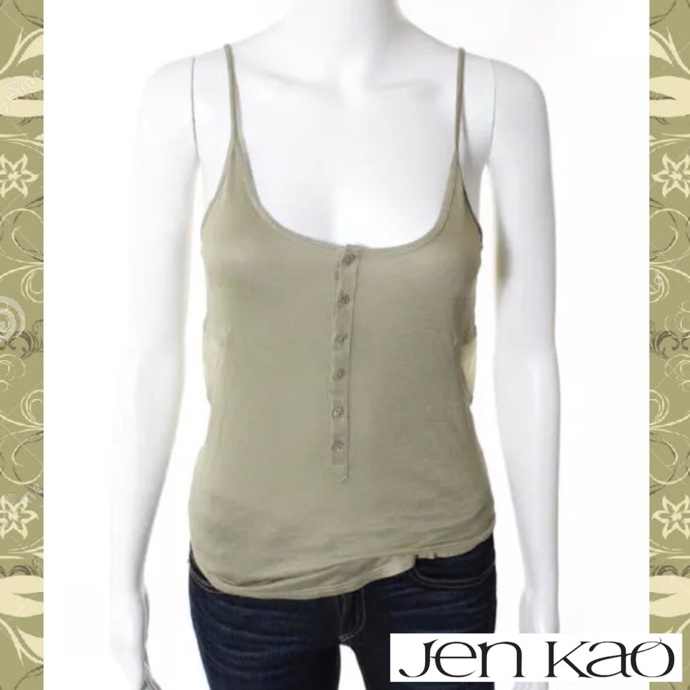 JEN KAO 'Jenka' Chic Seaweed Green Lunar Tank Top