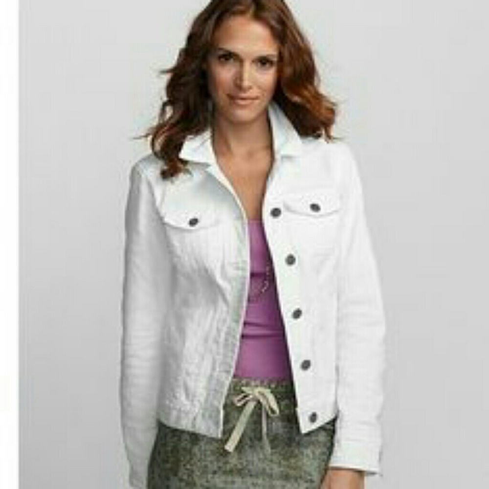 White jean jacket.    (JS1)