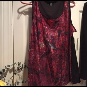 NWT pretty rose print sequined top