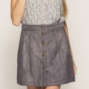 Faux suede mink skirt with front buttons