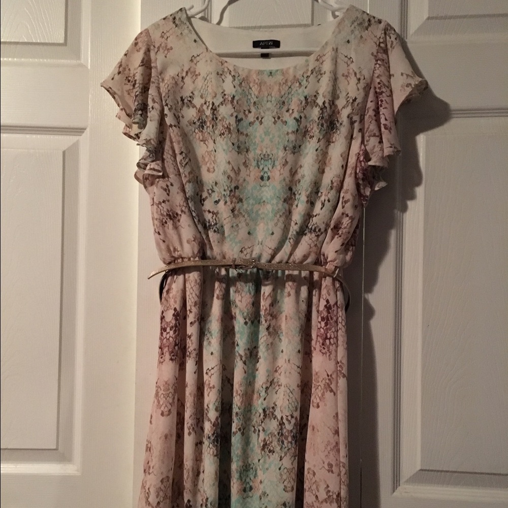 Pastel snakeskin dress with gold belt