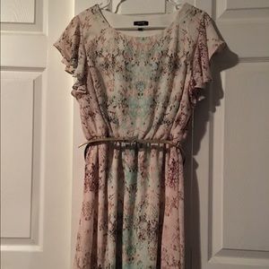 Pastel snakeskin dress with gold belt