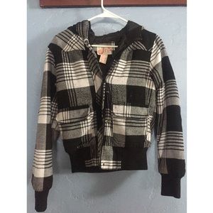 OP Black and White Plaid Coat