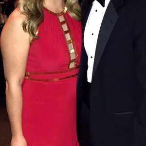 Red and gold formal dress