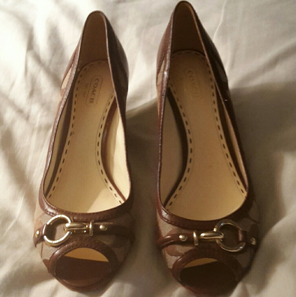 Coach Open Toe Wedges