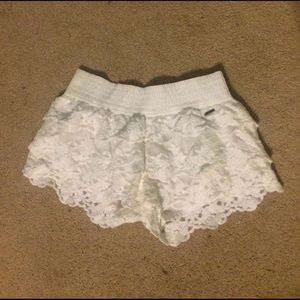 White Lace Scalloped Shorts