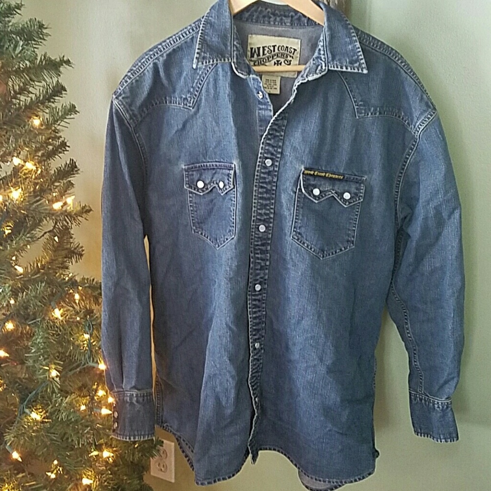 Heavy duty denim pearl snap