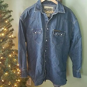 Heavy duty denim pearl snap