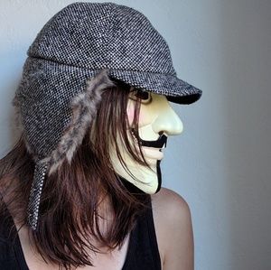 Tweed earflap trapper hat