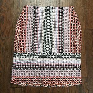 J Crew Geo Print Silk Pencil Skirt