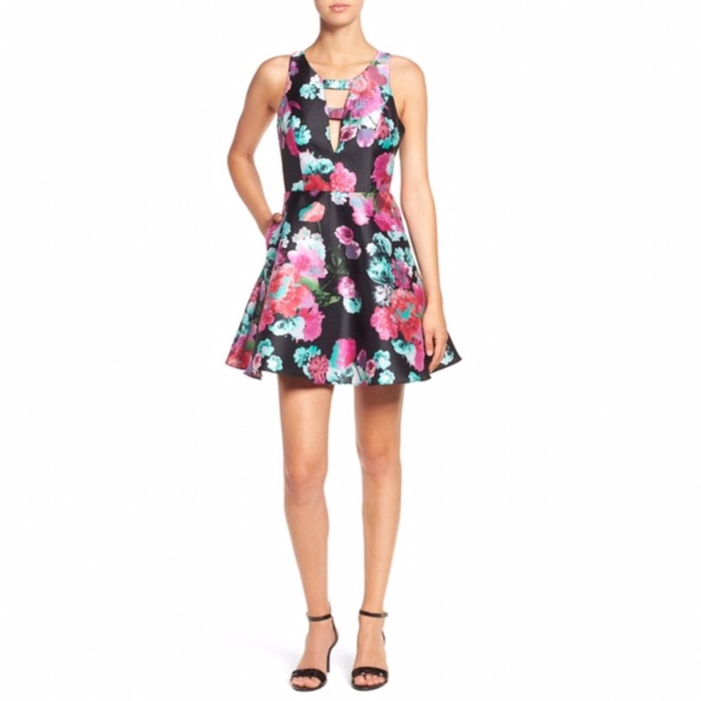 DEAR MOON Floral Fit & Flare Dress