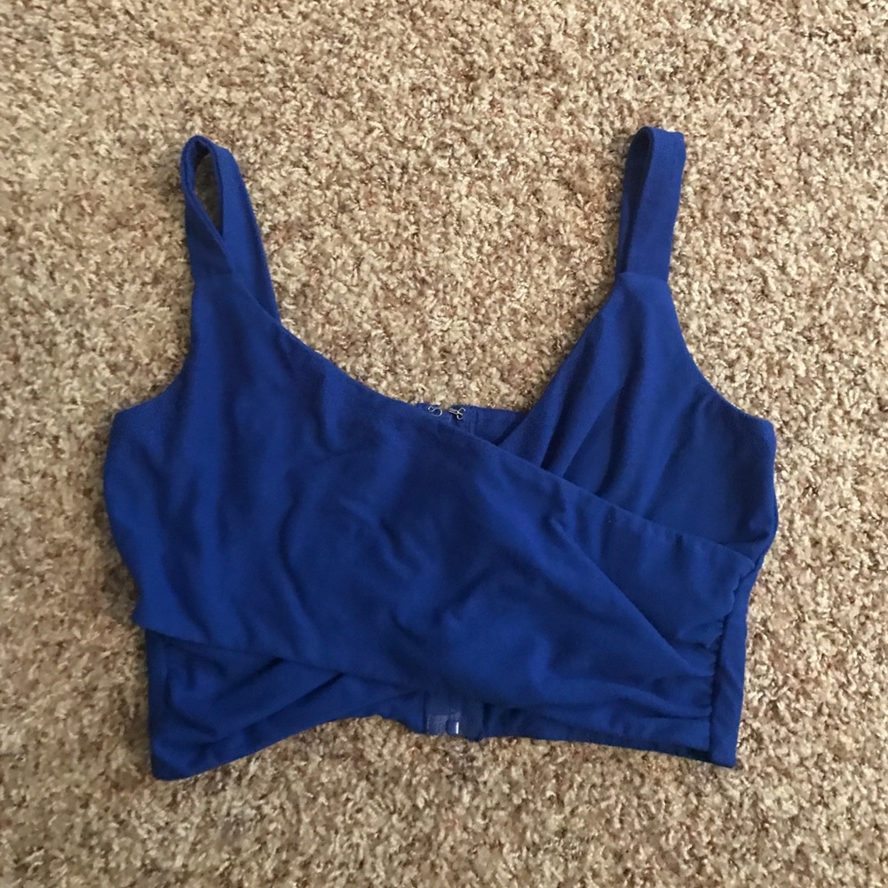 Blue suede crop top