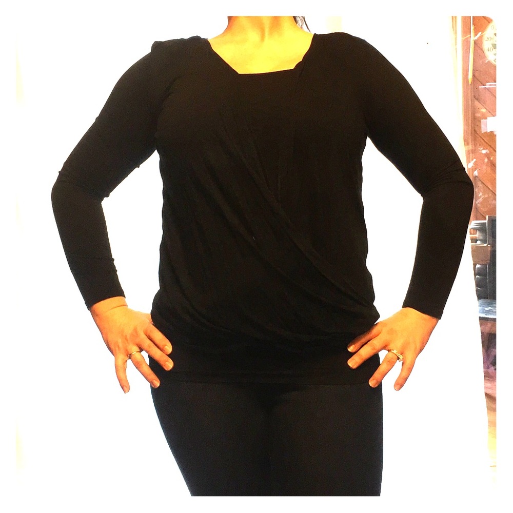 Drape front shirt, sewn in tank Sz M