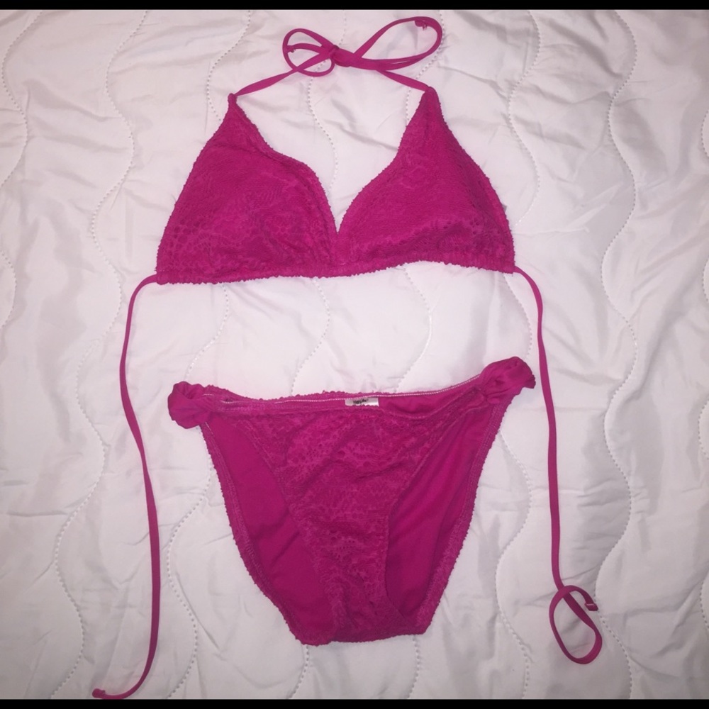 Hot pink bathing suit