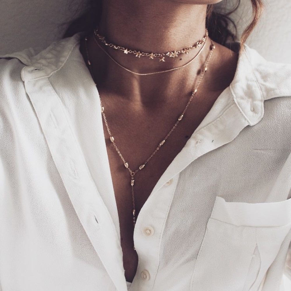 Layered Gold Choker Necklace