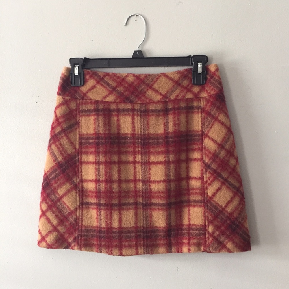 Free People plaid wool skirt