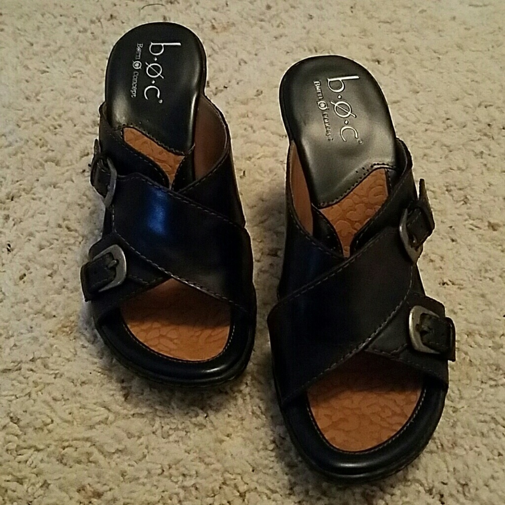 Black open toed mules