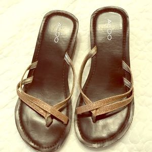 Aldo Gold-Strap Heeled Sandals