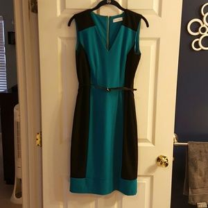 Calvin Klein Teal and Black Color Block dress