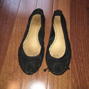 Zara black lace ballet flats sz 6
