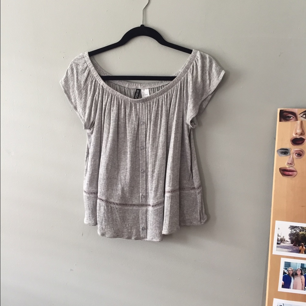 SOLD - Off the shoulder grey top