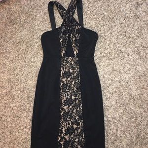 Black and Nude Lace Dress