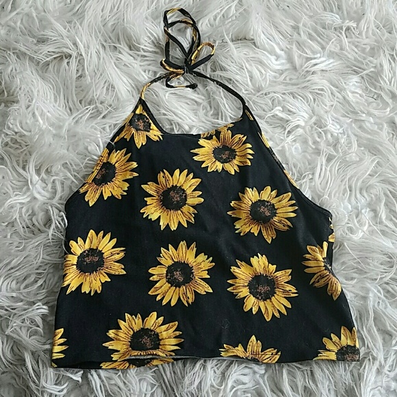 Forever 21 Tops - Halter crop top in sunflower print