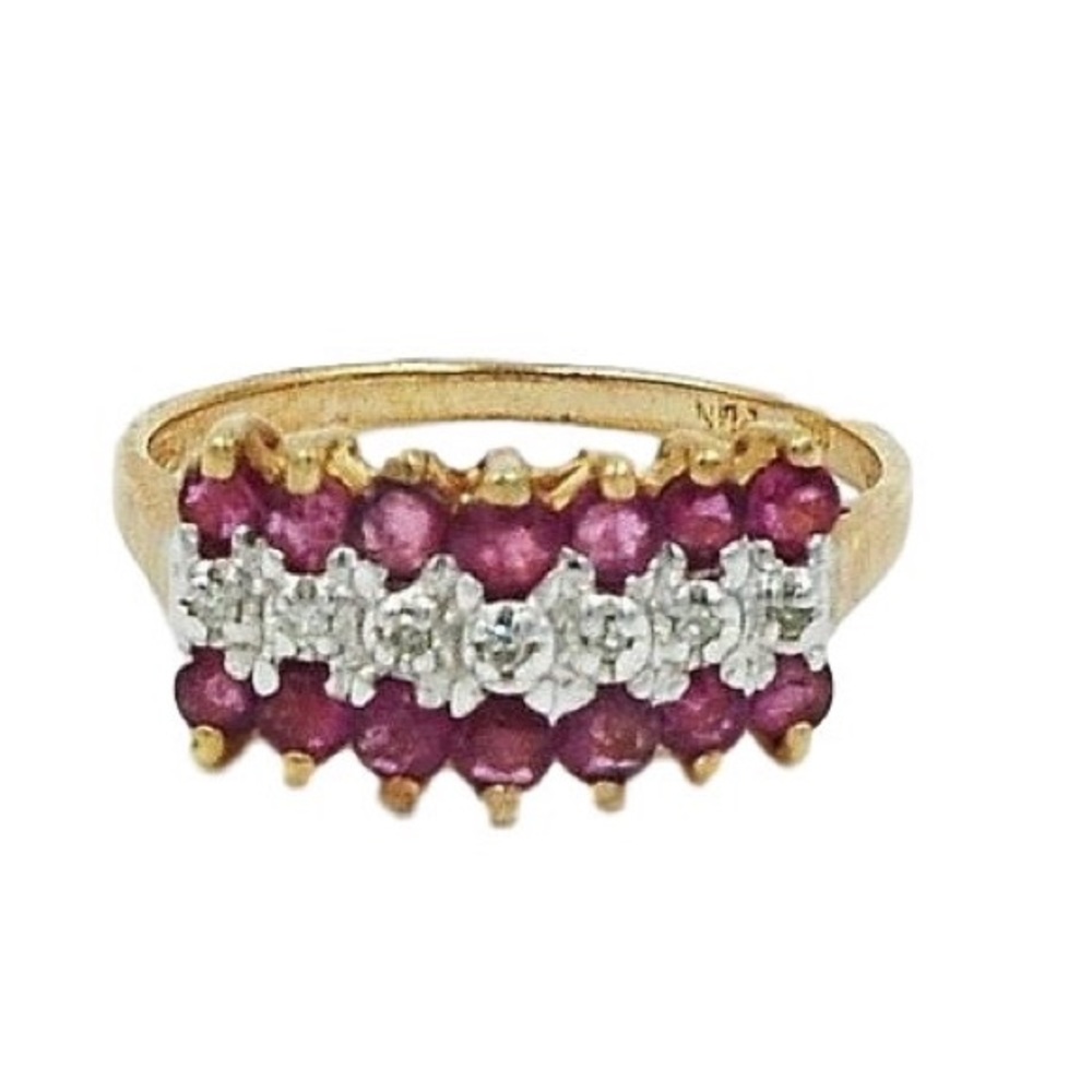 10K RUBY/DIAMOND RING SIZE 7. 5 GRAMS. - Picture 3 of 4