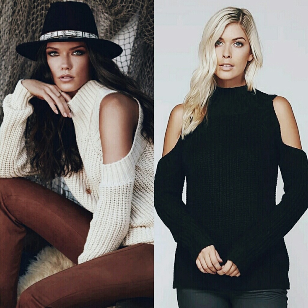 🌟NEW! Sexy Off Shoulder Chunky Knit Sweater BLACK