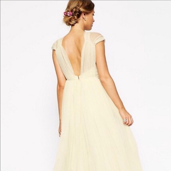 Asos floor length Cream Dress size 4 - Picture 3 of 5
