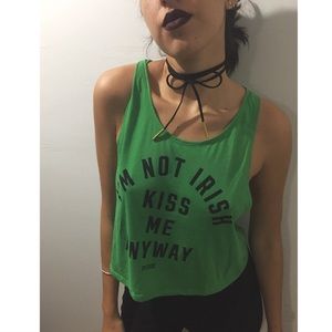 VS PINK "I'm Not Irish Kiss Me Anyway" Cut Out Top