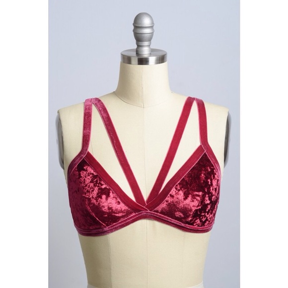 Crushed velvet burgundy bralette - Picture 2 of 6