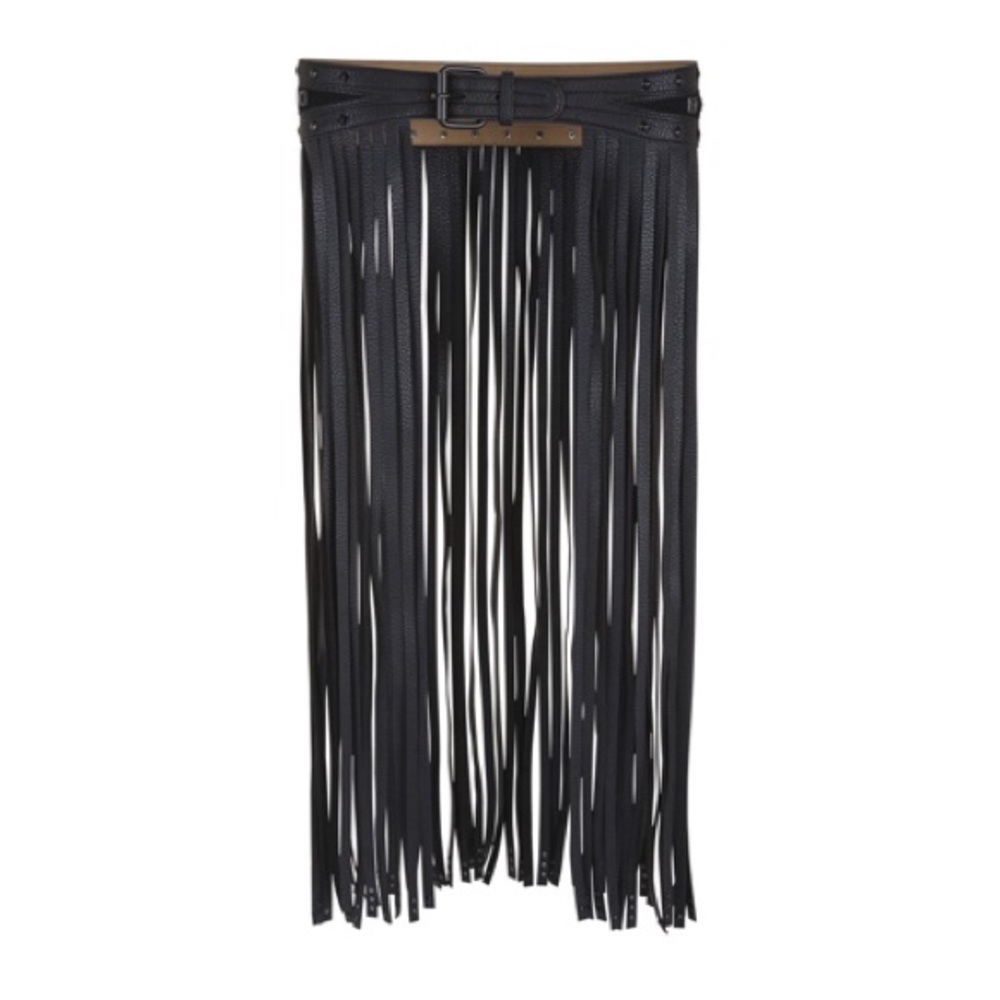 BCBGMAXAZRIA Long Fringe-Skirt Waist Belt - Small