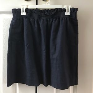 J.Crew Linen-Cotton Sidewalk Skirt in Navy
