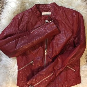 F21 Maroon Pleather Jacket