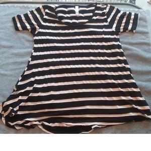 Lularoe Perfect T black white stripes  S unicorn