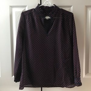 J.Crew Polka Dot Blouse with Ruffle Collar