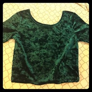Turquoise velvet crop top