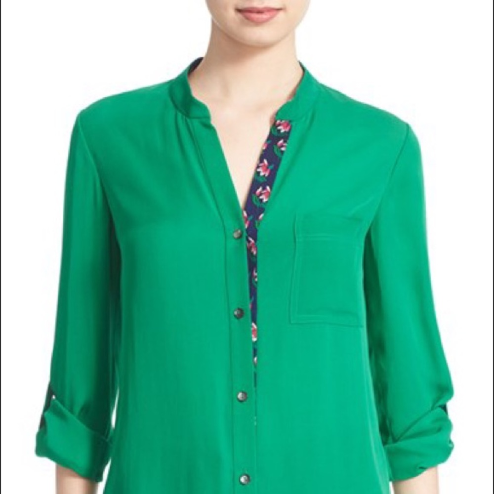 ISO DVF Diane von Furstenberg Gilmore blouse Green