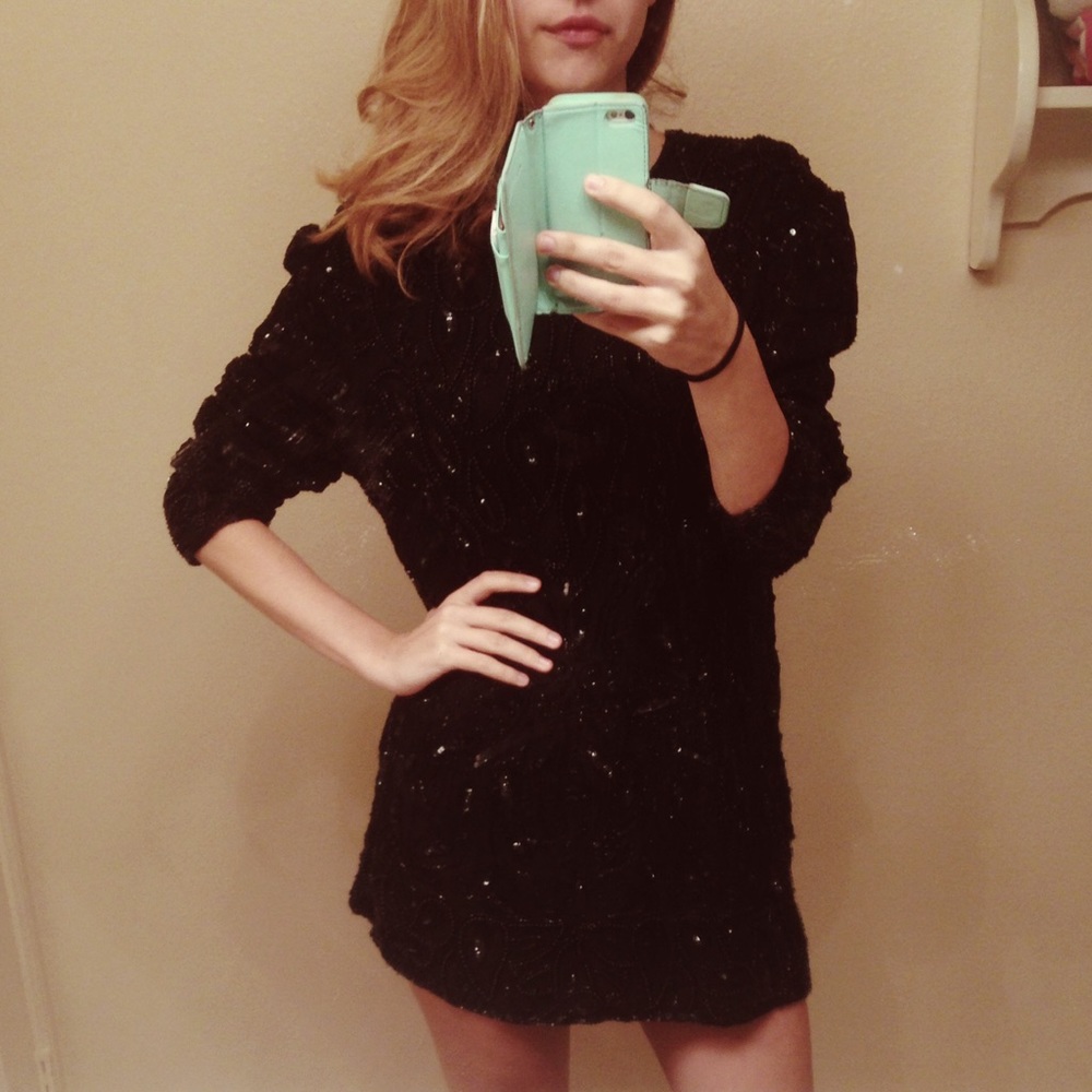 Vintage beaded little black dress