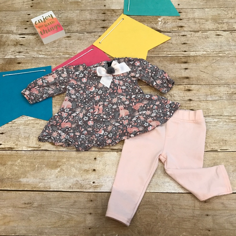 Forest Friends Blush & Gray Outfit