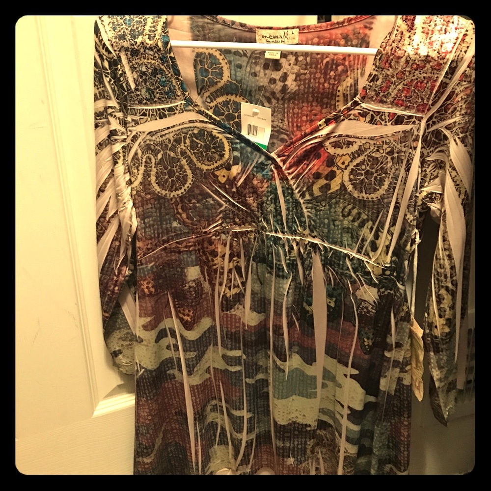 NWT Large one world tunic with sequins