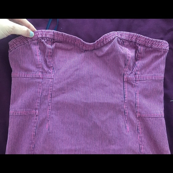 Urban Outfitters strapless striped Jean dress - Picture 2 of 5