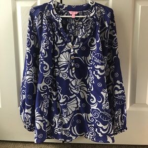 Lilly Pulitzer Elsa Silk Blouse in Tide Pools