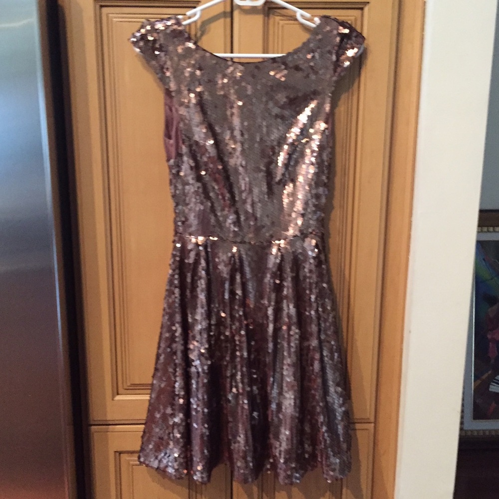 Rose Gold Velvet Sequin Dress