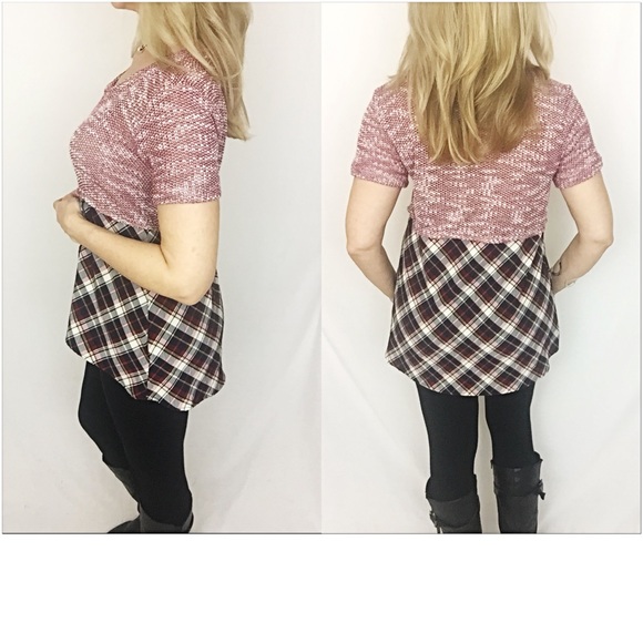 🔵CLEARANCE🔵Plaid Marled Hi Low Tunic Top Medium - Picture 4 of 4