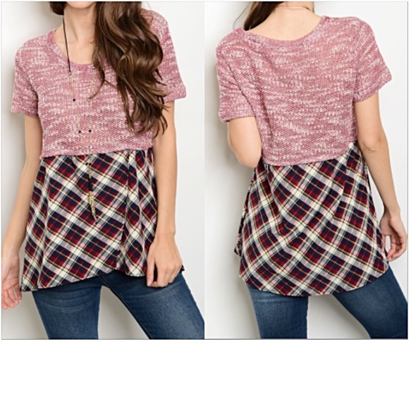 Tops - 🔵CLEARANCE🔵Plaid Marled Hi Low Tunic Top Medium