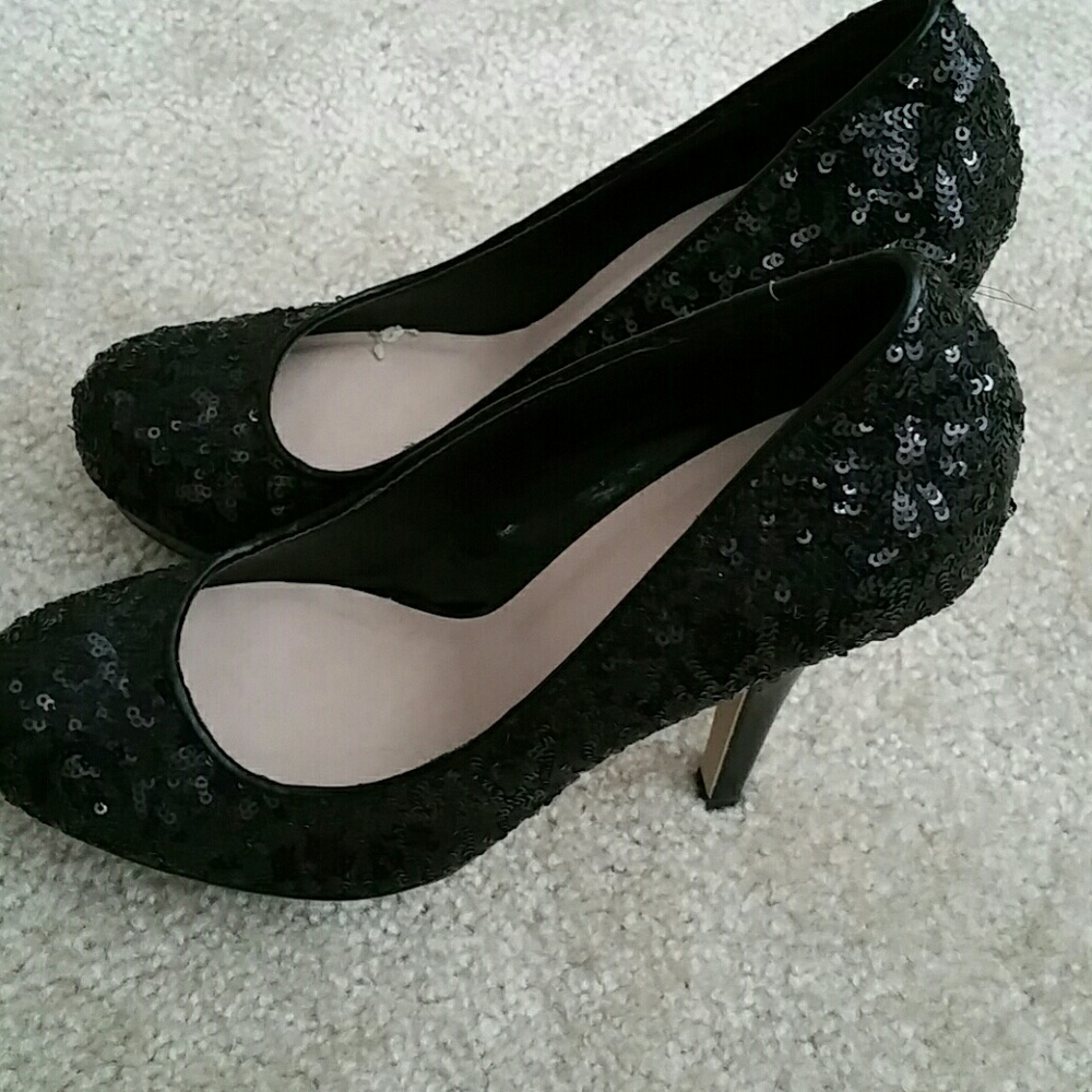 Black Sequins High Heels NEW