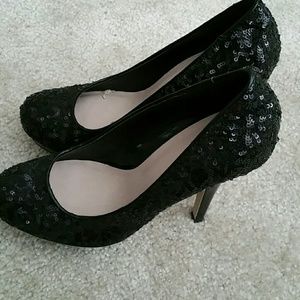 Black Sequins High Heels NEW